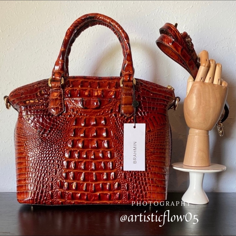 NEW! Brahmin Pecan Duxbury Satchel With Strap! - Picture 3 of 8